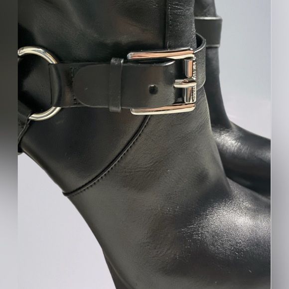 NWOT MICHAEL KORS BLACK PLATFORM STILETTO LEATHER BOOTS - Picture 6 of 17